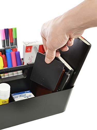 8 Compartments DIY Dividers,Large Portable Caddy, Multi Purpose,Stackable, Modern Solution for School, office, Desktop Endless use of your Choice -MADE IN USA (Black) - color: Black
