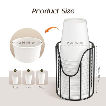 Luxspire Bathroom Cup Dispenser, 3-5oz Dixie Cup Dispenser, Metal Dixie Cup Holder, Disposable Paper Cup Holder for Bathroom, Cotton Pad Holder, Guest Bathroom Essentials, Black | Holds 3-5oz Dixie cups, Spring-loaded mechanism, Essential for guest bathro