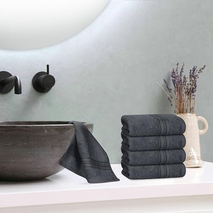 BOUTIQUO Ultra Soft Cotton Washcloths, Contains 12 Piece Face Cloths 12x12 inch, Ideal for Everyday use Face Towels, Compact & Lightweight Multi Purpose Washcloths - Charcoal Grey - color: Charcoal Grey, size: Washcloths - Set of 12