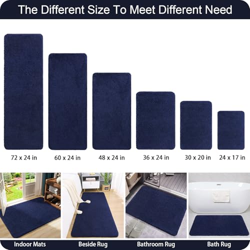 AROGAN Bathroom Rugs, Thick Soft Non Slip Bath Mat, 20x30 Inch Navy Blue | Absorbent Microfiber Rubber Backing, Quick Dry Bathroom Mat Shower Mat, Machine Washable Plush Carpets - color: Navy Blue, size: 1'8" x 2'6" (20" x 30")