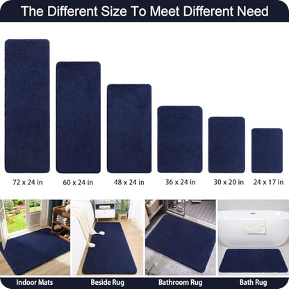 AROGAN Bathroom Rugs, Thick Soft Non Slip Bath Mat, 20x30 Inch Navy Blue | Absorbent Microfiber Rubber Backing, Quick Dry Bathroom Mat Shower Mat, Machine Washable Plush Carpets - color: Navy Blue, size: 1'8" x 2'6" (20" x 30")