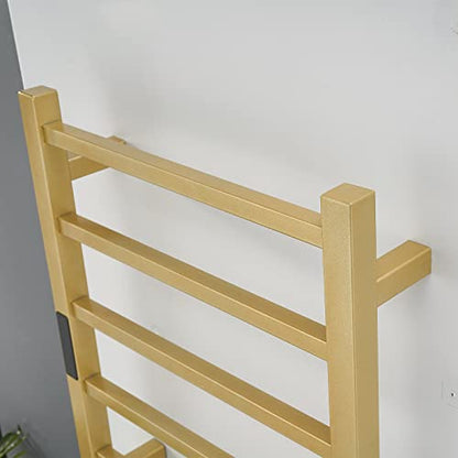 Electric Heated Towel Warmer Rack Gold Bathroom Accessories, With Timer Wall Mounted Rail, 6 Bars Stainless Steel Drying Racks Home Radiator, Hardwired