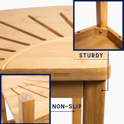 Shower Bench – Waterproof Wooden Spa Seat with Storage Shelf for Bathroom, Sauna & Entryway – Eco-Friendly Bath Stool Available in 3 Sizes - size: Corner