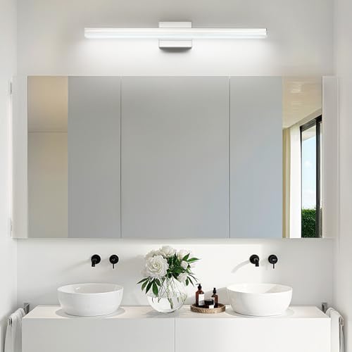SineRise 32-Inch LED Modern Bathroom Vanity Light Bar, Chrome Modern Acrylic Bathroom Wall Lighting Fixtures Over Mirror (Cool White 6000K) - color: Chrome-Cool White, size: 32-Inch
