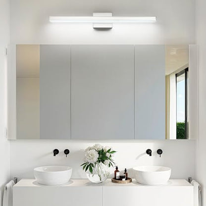 SineRise 32-Inch LED Modern Bathroom Vanity Light Bar, Chrome Modern Acrylic Bathroom Wall Lighting Fixtures Over Mirror (Cool White 6000K) - color: Chrome-Cool White, size: 32-Inch