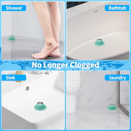 Aluvor Shower Drain Hair Catcher Bathtub Drain Cover Sink Drain Protector | Bathroom Sink & Bathtub Drain Strainer for Pop-Up & Regular Drains, Aqua - color: Aqua