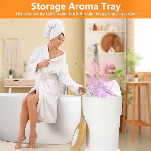 Uoxfill Upgrade Foldable Towel Warmer for Bathroom - 23L Luxury Heated Towel Warmers Bucket with Time Setting,Auto Shut Off,Fits Up to Two 40"X70" Oversized Towels,Bathrobes,Blankets White - size: 23 L
