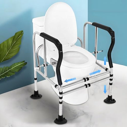 Toilet Safety Rail,5 Gear Height Adjustable Toilet Rail for Elderly Adults,Portable Bathroom Toilet Rail,3 Gear Width Disabled Toilet Handles,Handrail Toilet Bars for Most Toilet 3