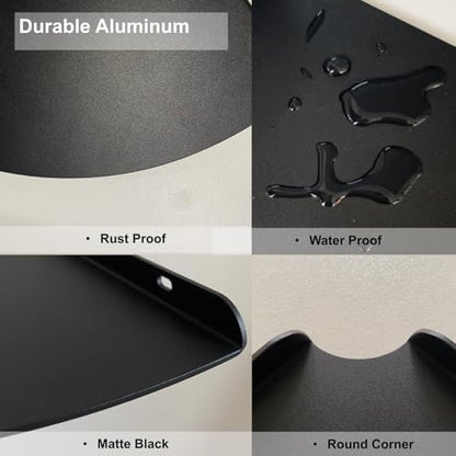 8.5 Inch Metal Corner Shelf - Aluminum Alloy Wall Mounted Floating Corner Shelf Durable and Waterproof for Kitchen, Bathroom, Living Room Home Décor