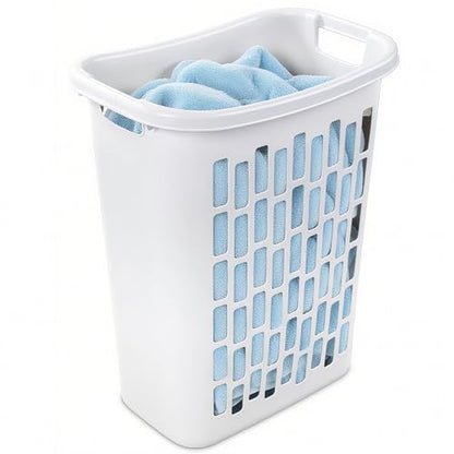 3-Pack 1.8 Bushels Tall Slim Laundry Hamper with Reinforced Handles, White | 63.4L large capacity with open-top design, made of heavy-duty plastic for durable and reliable daily laundry storage.