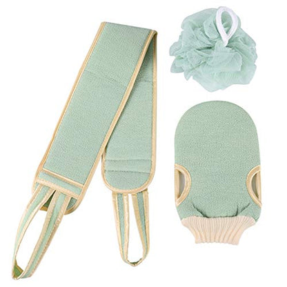 Exfoliating Towel for Body 3pcs/Set Body Cleaning Washcloth Soft Brush Home Hotel Bathroom Shower Ball Back Scrubber Set Exfoliating Skin Towel Bath Gloves Exfoliating Washcloths (Color : A) - color: A