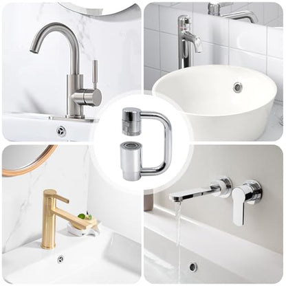 Universal Faucets, 360 Rotatable U Shaped Faucet Extender 2 Modes Adjustable Faucet Aerator Head Replacement for Bathroom Kitchen