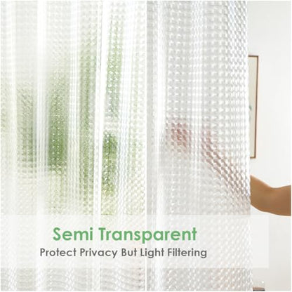 Shower Curtain Liner 74 Inches Long, EVA Heavy Duty Clear Shower Liner with 3 Strong Weights, 3D Square, 72 x 74 Inch - color: 3d Square, size: 72"W x 74"L (Pack of 1)