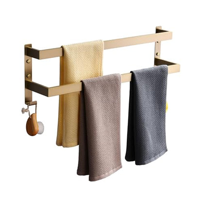 Double Towel Bar Towel Racks for Bathroom, Bath Towel Holders Wall Mount, Stainless Steel Towels Shelves Towel Rail, 2-Tiers (Brushed Gold, 24 Inches) - color: Brushed Gold, size: 24 Inches
