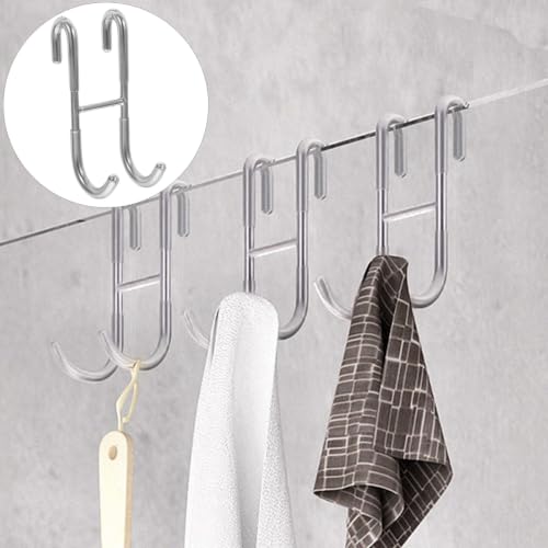 WOONEKY Stainless Steel Shower Hook Door Towel Hanger for Bathrobes Loofahs and Clothes Heavy Duty Glass Door Organizer No Installation Required - size: 12X5X4.8CM