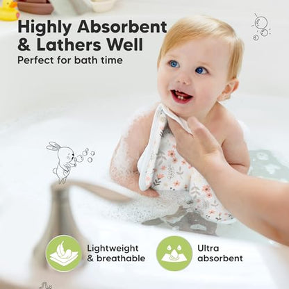 KeaBabies 6-Pack Cotton Muslin Baby Washcloths and 6-Pack Baby Washcloths - Wash Towel, Super Absorbent & Scratch-Free Rag - Soft Face Towel, Bath Cloth for Kids, Newborn Bath Essentials