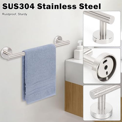 Livabber Bath Towel Bar, 304 Stainless Steel Towel Rack, Heavy Duty Towel Holder Wall Mounted for Bathroom/Kitchen, Usable Hanging Length-9.3 Inch, Total Length-12 Inch (Brushed Nickel) - color: Brushed Nickel, size: 12 Inch