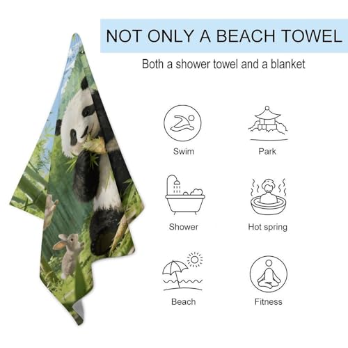Bamboo Sea Wonderland Bath Towel Stylish Double-Faced Pile Travel Towel Soft Absorbent Beach Towel for Pool Swim Sports Camping Adults Gift 51X31 Inch