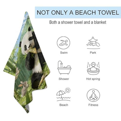 Bamboo Sea Wonderland Bath Towel Stylish Double-Faced Pile Travel Towel Soft Absorbent Beach Towel for Pool Swim Sports Camping Adults Gift 51X31 Inch