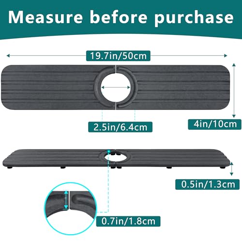 Faucet Mat for Kitchen Sink Water Absorbing Stone Tray for Bathroom Counter | 19.7 x 4 inch, Faucet Splash Guard, Quick Dry, Raised Feet, Diatomaceous Earth, Sink Protector, Kitchen Sink Accessories