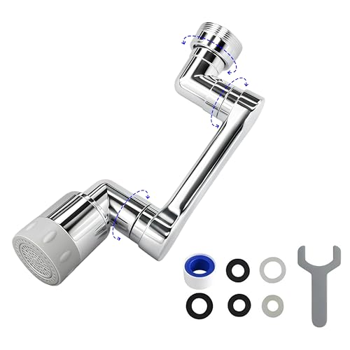 1440° Swivel Faucet Extender, Sliver, 1 PCS | 2 Sprayer Modes Rotating Sink Extension Multifunctional Robotic Arm, Splash Filter Extension Aerator for Kitchen Bathroom - color: Brass - 1 Pack - 2 Mode, size: 1080-2Mode