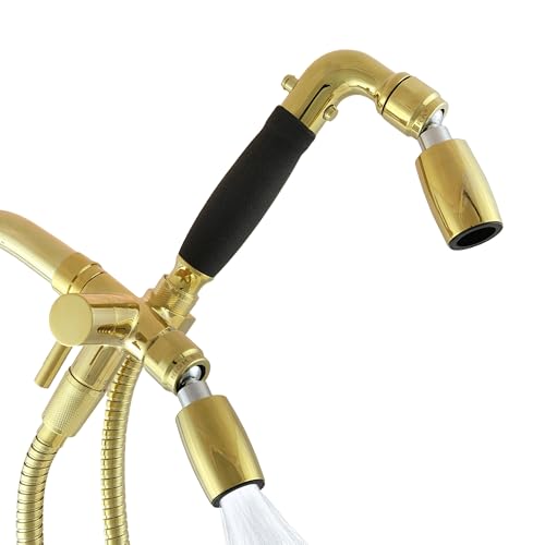 High Sierra® Lead-Free Metal 3-way Combo Shower Kit. Built in Diverter Valve Effortlessly Diverts Flow from the Fixed Shower Head to the Handheld and back - Ultra Low Flow 1.25 GPM-Polished Brass - color: Polished Brass, size: 1.25 GPM