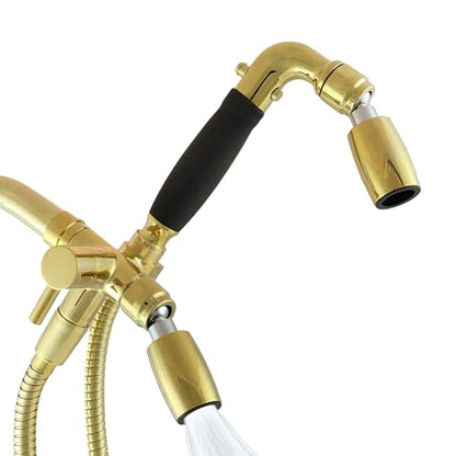 High Sierra® Lead-Free Metal 3-way Combo Shower Kit. Built in Diverter Valve Effortlessly Diverts Flow from the Fixed Shower Head to the Handheld and back - Ultra Low Flow 1.25 GPM-Polished Brass - color: Polished Brass, size: 1.25 GPM
