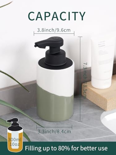 BosilunLife Automatic Soap Dispenser Ceramic Hand Free Soap Dispenser with Waterproof Pump Rechargeable Smart Electric Soap Lotion Dispenser Touchless for Kitchen Bathroom (White-Green, Liquid Pump) - color: White-green(liquid)