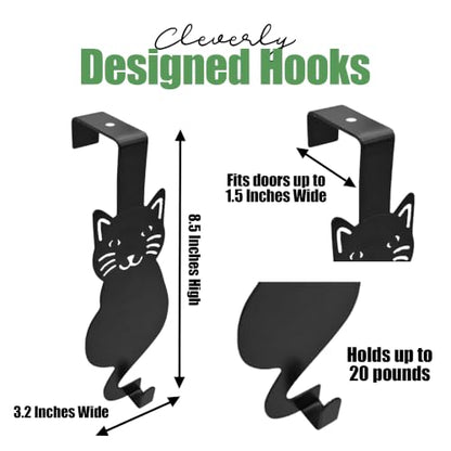 Evelots Over The Door Cat Hooks - 2 Pack - Strong Metal Kitty Decoration - Perfect for Coats, Handbags, Hats, Towels, Wreath Hanger Etc. - Hold up to 20 Pounds - Easy to Install - Rust Free - size: 2 Pack, style: Sitting Cat Design