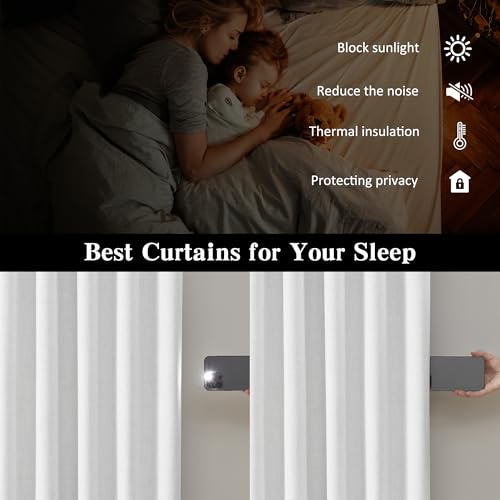 RAIN CITY Snow White Blackout Curtains 2 Panels Set 63 Inches Long 50x63 | Back Tab Rod Pocket Pleated Track Curtains Short Kids Bedroom Classic Curtain Drapes - color: Snow White, size: 50"W x 63"L (Pack of 2)