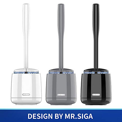 MR.SIGA Toilet Bowl Brush and Holder, Sturdy Long Handle, White, 12 Pack - color: White, size: One Size (Pack of 12)