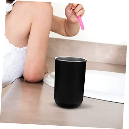 Stainless Steel Mouthwash Cup for Boy Girl Portable Toothbrush Holder Reusable Bathroom Rinse Cup Simple Design Easy to Clean Capacity for Home and Travel - color: Black