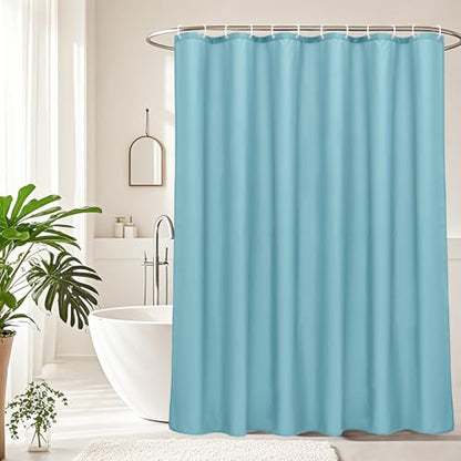 AooHome Extra Long Shower Liner, Fabric Bathroom Curtain with Hooks for Hotel, Weigthed Hem, Waterproof, 72 x 84 Inch, Blue - color: Blue, size: 72"W x 84"L (Pack of 1)