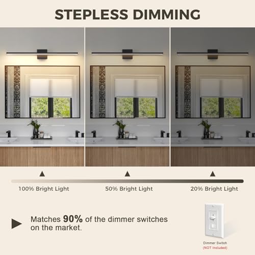 JUSHENG Black Vanity Lights Fixtures LED for Bathroom 5CCT Dimmable LED Bar | 5CCT Dimmable Bathroom Vanity Light Fixtures LED Vanity Light Bar 31.5'' Inch 32W ETL Certificated - color: Black-5CCT, size: 31.5'' Long-Dimmable