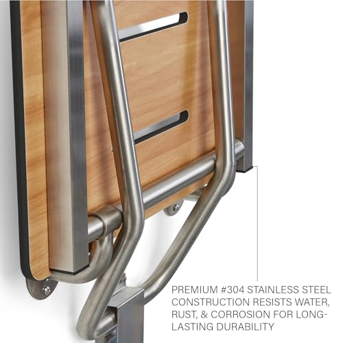 30" x 15" Teak Folding Wall Mount Shower Seat Bench, ADA Compliant - color: Teak, size: 30 inch