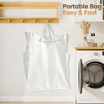 Homeiju 180L Large Laundry Hamper with Wheels, Rolling Laundry Basket with Metal Frame and Removable Bag Design, Dirty Clothes Laundry Cart for Bathroom, Dorm Room, Laundry Room, White - color: White
