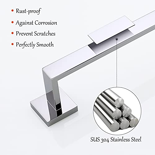 4-Piece Bathroom Hardware Set Chrome Bath Towel Bar Holder Sets Wall Mounted Stainless Steel Square Bathroom Accessory Kit, Polished Chrome 23.6 Inch - color: Polished Chrome, size: 4-Pieces Set-B
