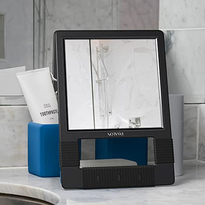 TASALON Unbreakable Handheld Mirror with Silicone Handle, Black | Shatterproof handheld mirror, suitable for barber styling, makeup, shower and salon daily use - color: Black