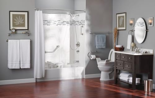 Moen LR2350DBN Bathroom Safety 24-Inch Grab Bar with Convenient Towel Bar, Brushed Nickel
