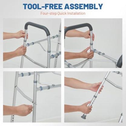 Garvee Toilet Safety Rails - Adjustable Height & Width, | 350lb Capacity, Foldable Bathroom Grab Bars for Seniors, Elderly, Disabled, Pregnant Women, Post-Surgery Recovery