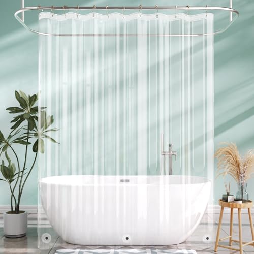 AmazerBath Long Shower Curtain Liner with 3 Magnets, 72x90 Clear Shower Curtain Liner Tall, Waterproof Plastic Shower Liner, Lightweight PEVA Shower Curtain with 12 Rustproof Metal Grommets - color: Clear, size: 72"W x 90"L (Pack of 1)