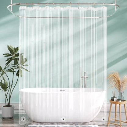 AmazerBath Long Shower Curtain Liner with 3 Magnets, 72x90 Clear Shower Curtain Liner Tall, Waterproof Plastic Shower Liner, Lightweight PEVA Shower Curtain with 12 Rustproof Metal Grommets - color: Clear, size: 72"W x 90"L (Pack of 1)