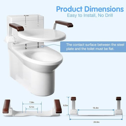 Toilet Safety Rails for Seniors（520lbs), Adjustable Toilet Handle for The Elderly and Disabled, Handicap Toilet Safety Frame Grab Bars, Toilet Support Rails