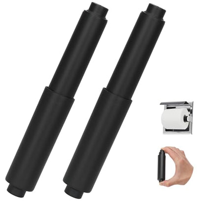 Toilet Paper Holder Roller Replacement, 2Pcs 6.5inch Plastic Toilet Paper Spring Rod Toilet Tissue Holder Replacement Spindle Replacement Rod fits Extra Large Bathroom Tissue Rolls (Black) - color: Black+0.59in