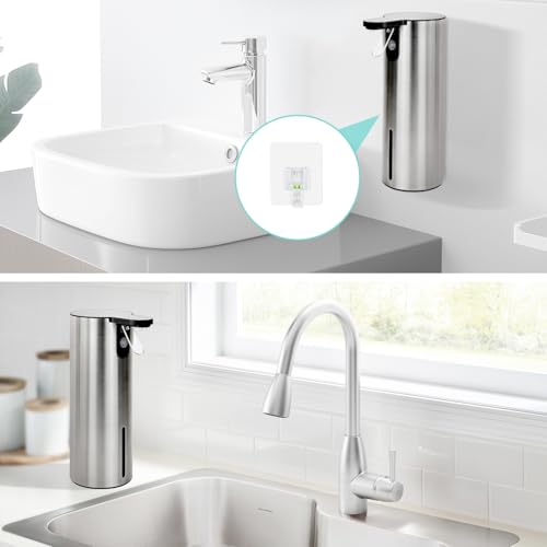 Electric Dish Soap Dispenser for Kitchen, Rechargeable Touch Liquid Hand Soap Dispenser for Bathroom, Stainless Steel Soap Pump, Water-Resistant,11.8oz, Xmas Gift - color: Multi Grey
