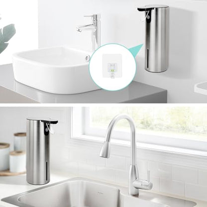 Electric Dish Soap Dispenser for Kitchen, Rechargeable Touch Liquid Hand Soap Dispenser for Bathroom, Stainless Steel Soap Pump, Water-Resistant,11.8oz, Xmas Gift - color: Multi Grey