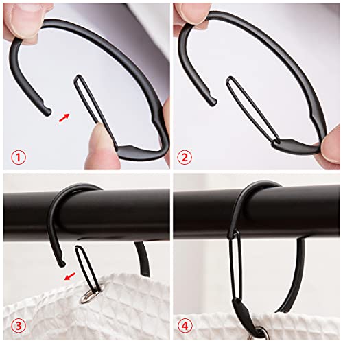 Shower Hooks - Shower Curtain Rings for Bathroom - Rust Proof Shower Curtain Hooks for Shower Curtain or Liner - Set of 12, Matte Black - color: Black