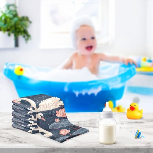 YETTASBIN Swan Muslin Baby Hand Washcloths, Soft Cotton Bath Face Towel, 4 Layers Extra Absorbent Feeding Burp Cloth for Newborn Infant, 3 Pack - size: 12 Inch x 3 Pack