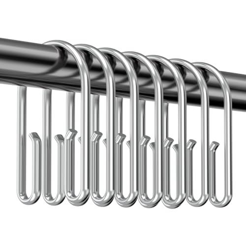 Chrome Shower Curtain Hooks Rings，Double Sided Shower Curtain Hooks Rust Proof，12 pcs Shower Hooks for Inside Shower，Smooth Sliding Anti-Drop Double Shower Rings for Curtain (Chrome) - color: Chrome