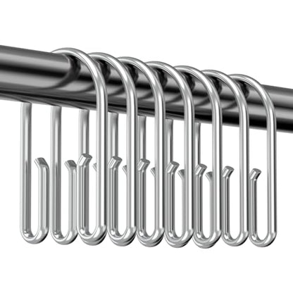 Chrome Shower Curtain Hooks Rings，Double Sided Shower Curtain Hooks Rust Proof，12 pcs Shower Hooks for Inside Shower，Smooth Sliding Anti-Drop Double Shower Rings for Curtain (Chrome) - color: Chrome